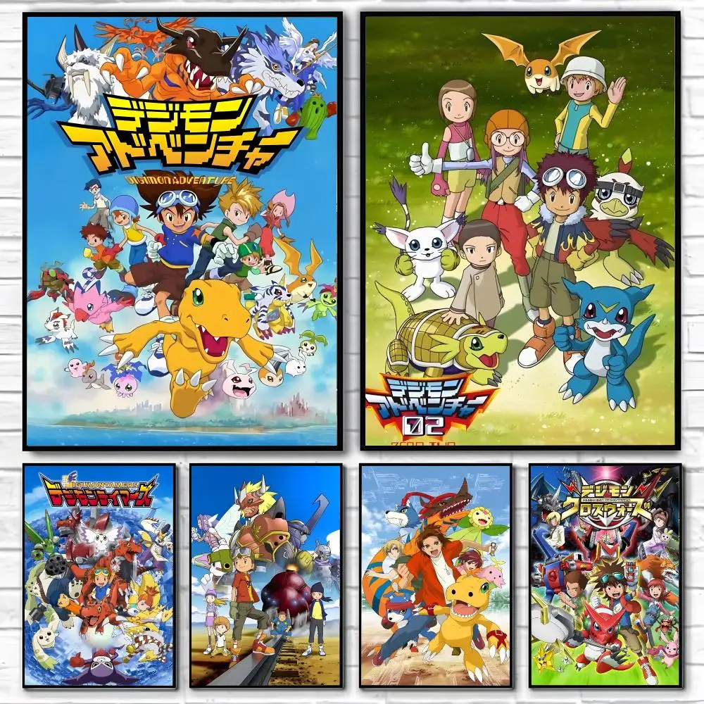 Anime Digital Monster Digimon Poster HD Art Sticky Wall Waterproof Home Living Room Bedroom Bar Aesthetic Decoration