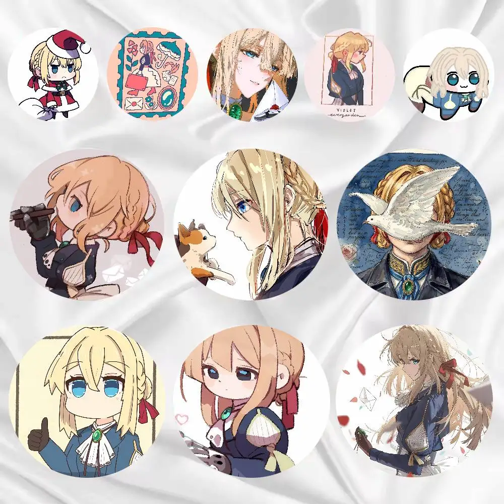 Hot Pretty Anime Girl Violet Evergarden Badge Metal Brooch for Bag Clothes Hat Decor Cosplay Accessories Gifts