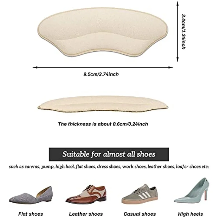 Heel Grips Liner, Cushions Heel Pads Insert Prevent Too Big, Slipping, Blisters, Filler for Loose Shoe Fit ( Apricot+