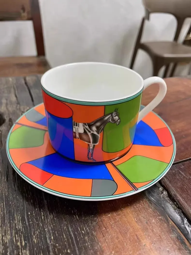 Dazzle Horse Coffee Cup And Saucer Sets Porcelain Tea Cup Coffeeware Teaware Drinking Dishes Ceramic Dinnerware Mistress gift