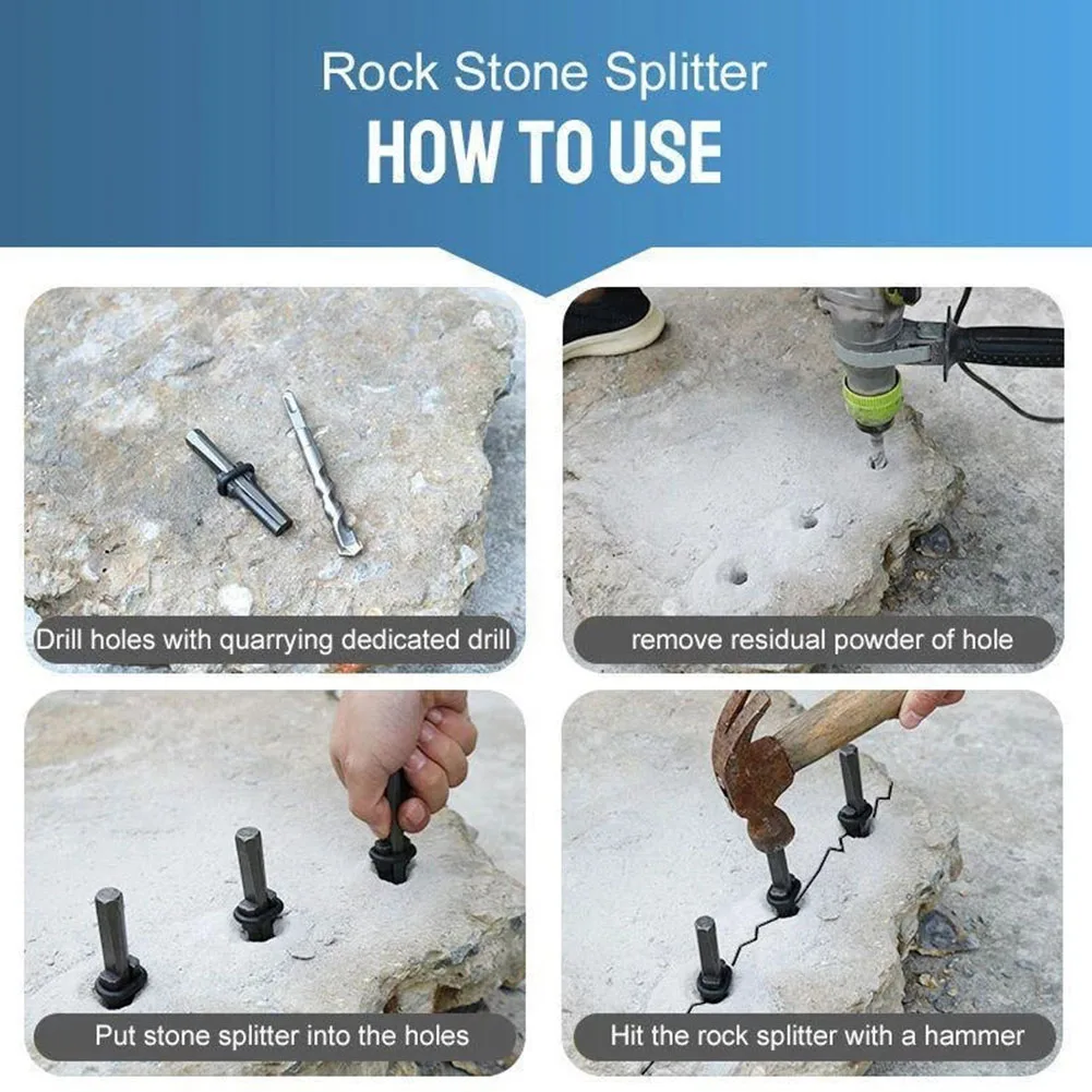 

For Stone Splitter Tool Set 3pcs for Rocks and Granite Includes 16mm 18mm 23mm Drill Sizes Made of Tough Steel