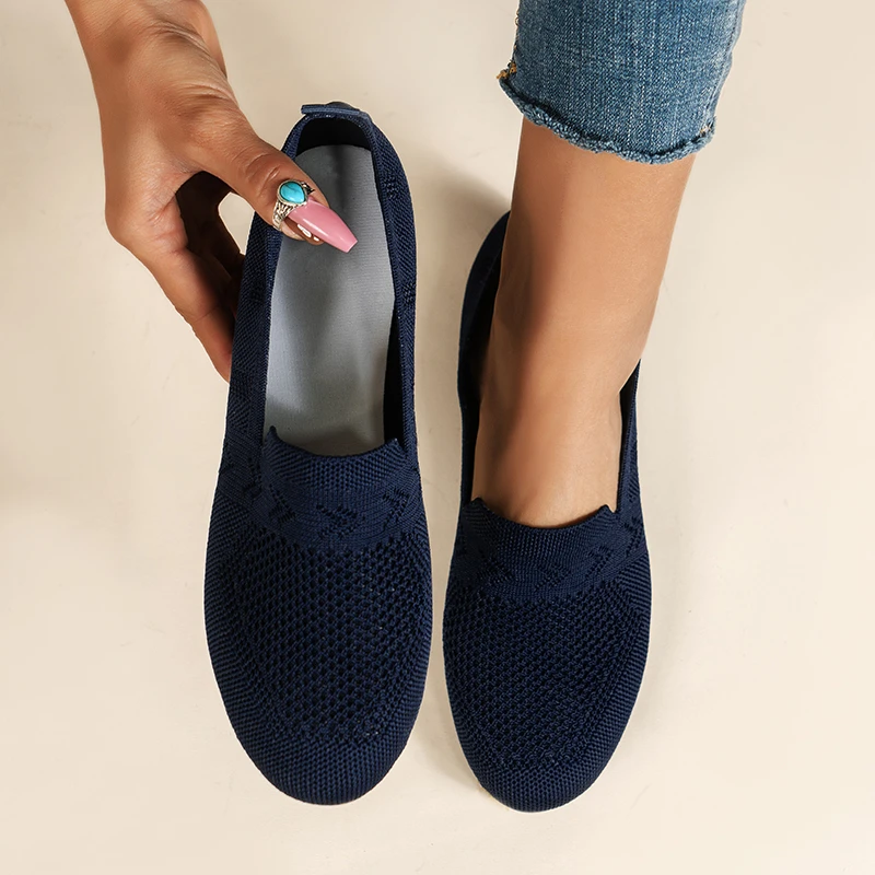 

Mesh Knitting Loafers Women's Comfortable Breathable Wear-Resistant Casual Shoes Soft Soles Lazy People To Step on Flats Shoes