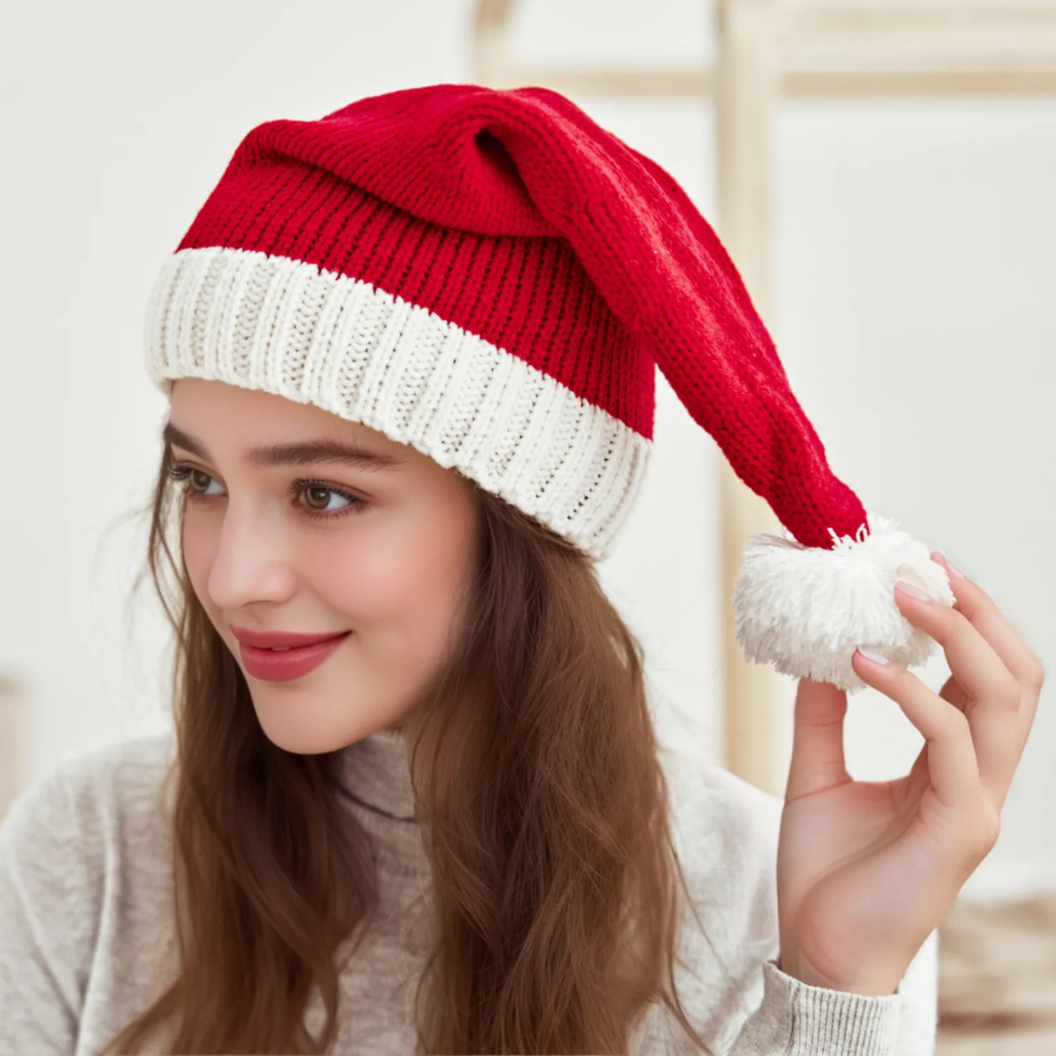 Gestrickte Eltern-Kind-Weihnachtsmützen, Neujahrsfeiertagsdekorationen, gewebte Weihnachtsmützen, Familienfeiertagsmützen, Partyzubehör