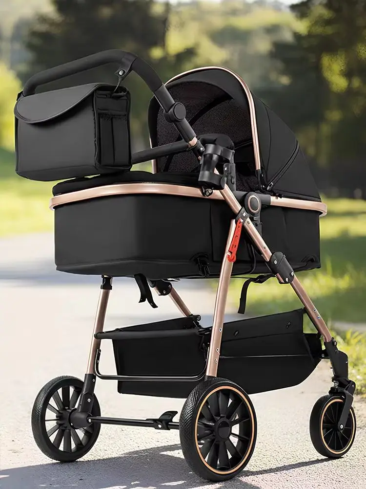 Baby-Kinderwagen 3-in-1 Baby-Zubehör Baby-Kinderwagen für Neugeborene Luxus-Baby-Dreirad-Reisekinderwagen mit hoher Sitzposition, tragbar