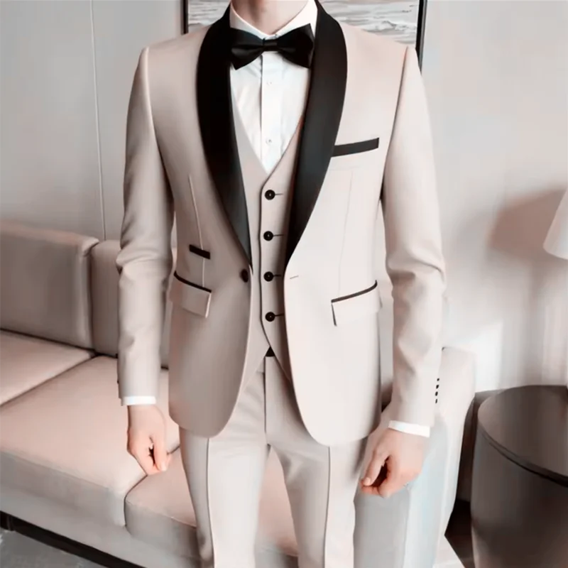 

Men Formal Slim Fit Tuxedo Prom Suit Male Groom Wedding Blazers High Quality Groomsman Luxury Dress Business Banquet Party Suit