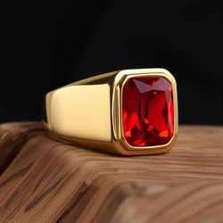 R3381 Men's/Women Trend High Quality 316LStainless Steel Multiple Colors Gemstone Style Onyx Golden Rings Jewelry