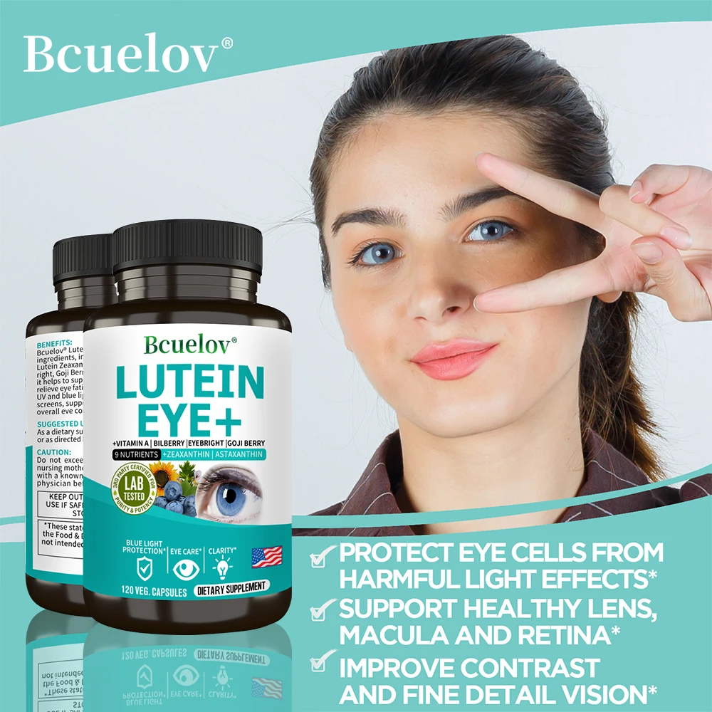 Lutein Eye + Vitamins - 9 in 1 Zeaxanthin Eyebright Bilberry Supplement Retina Eye Lens Healthy Night Vision 120 Capsules