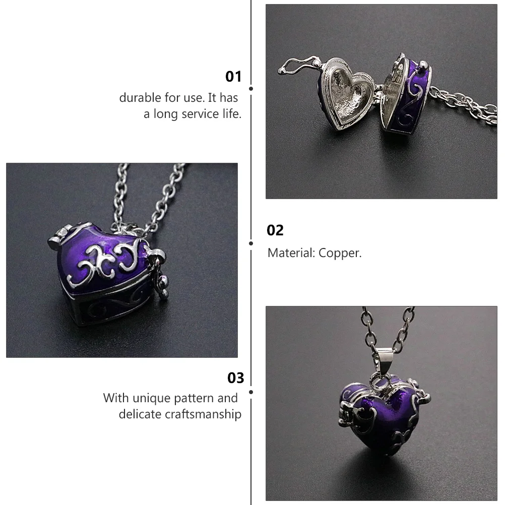 

Heart Shaped Photo Box Pendant Copper Pet Ashes Container Cremation Necklace Dog Cat Urns Lightweight Durable Easy Use Long Life