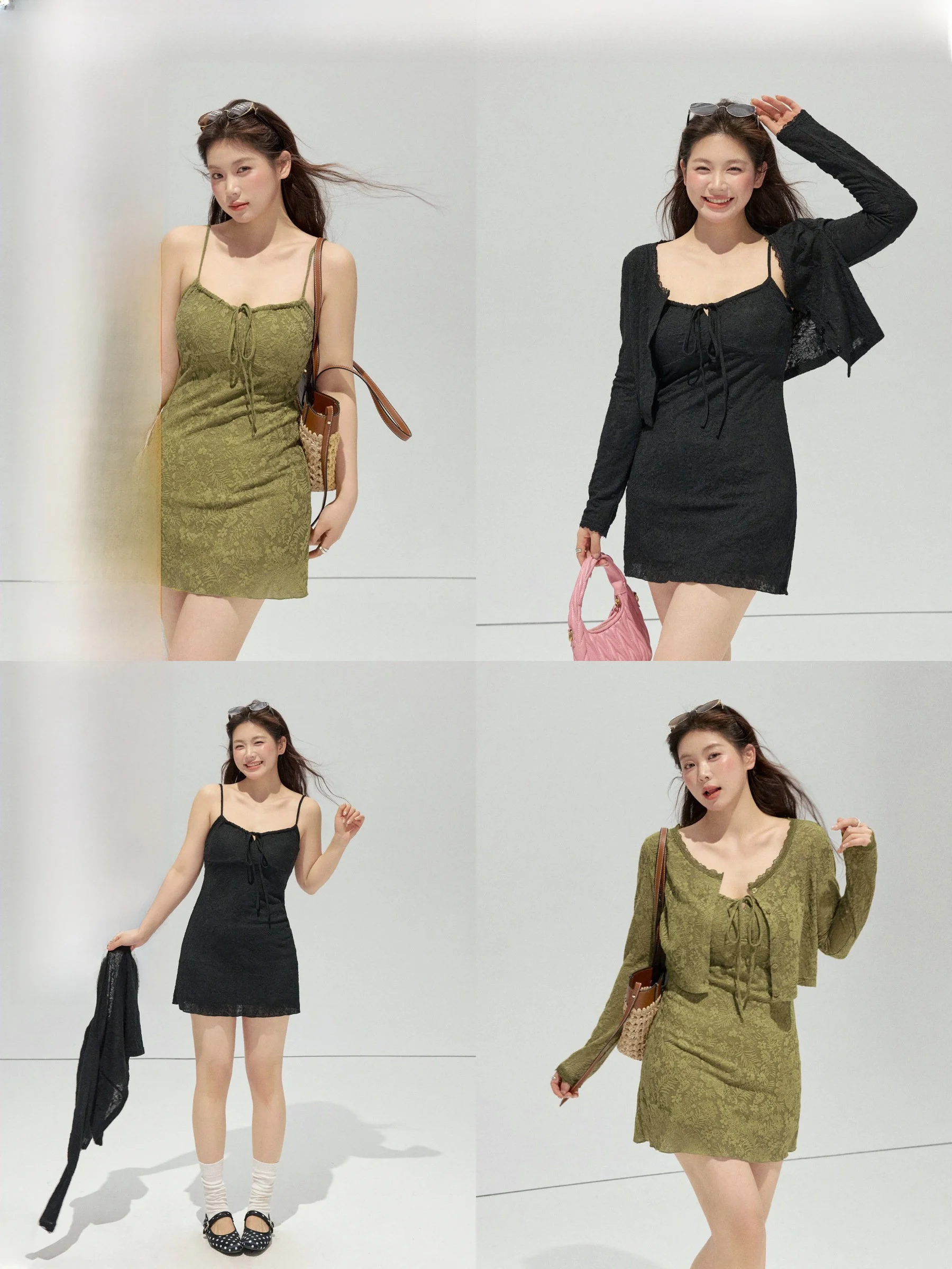 

Jululook Sweet Olive Lace Texture Trim Dr Cardigan Set plus Size Women's Faion Spring High Waist ort Skirt Dr