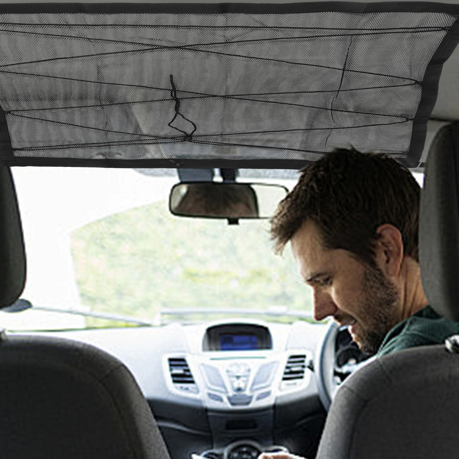 

Roof Storage Bag Large Size Car Camping Organizer Interior Accessories Net Beige Hanging Cargo Net Ceiling Storage Solution Car