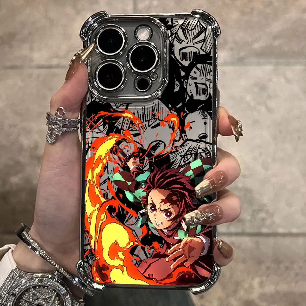 Anime Balck Demons Slayers Plating Phone Case For Oppo Reno15 Reno14 Reno13 12 11 10 8 7 6 Z F T Pro Plus Airbag