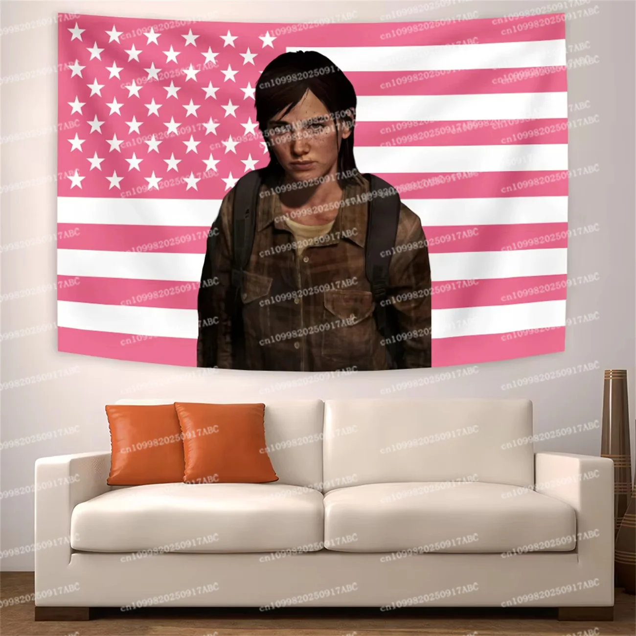 Home Tapestry Ellie Manga Tapestry Pink Girl Bedroom American Flags Game Characters Art Wall Hanging Decor Banners Room Teen