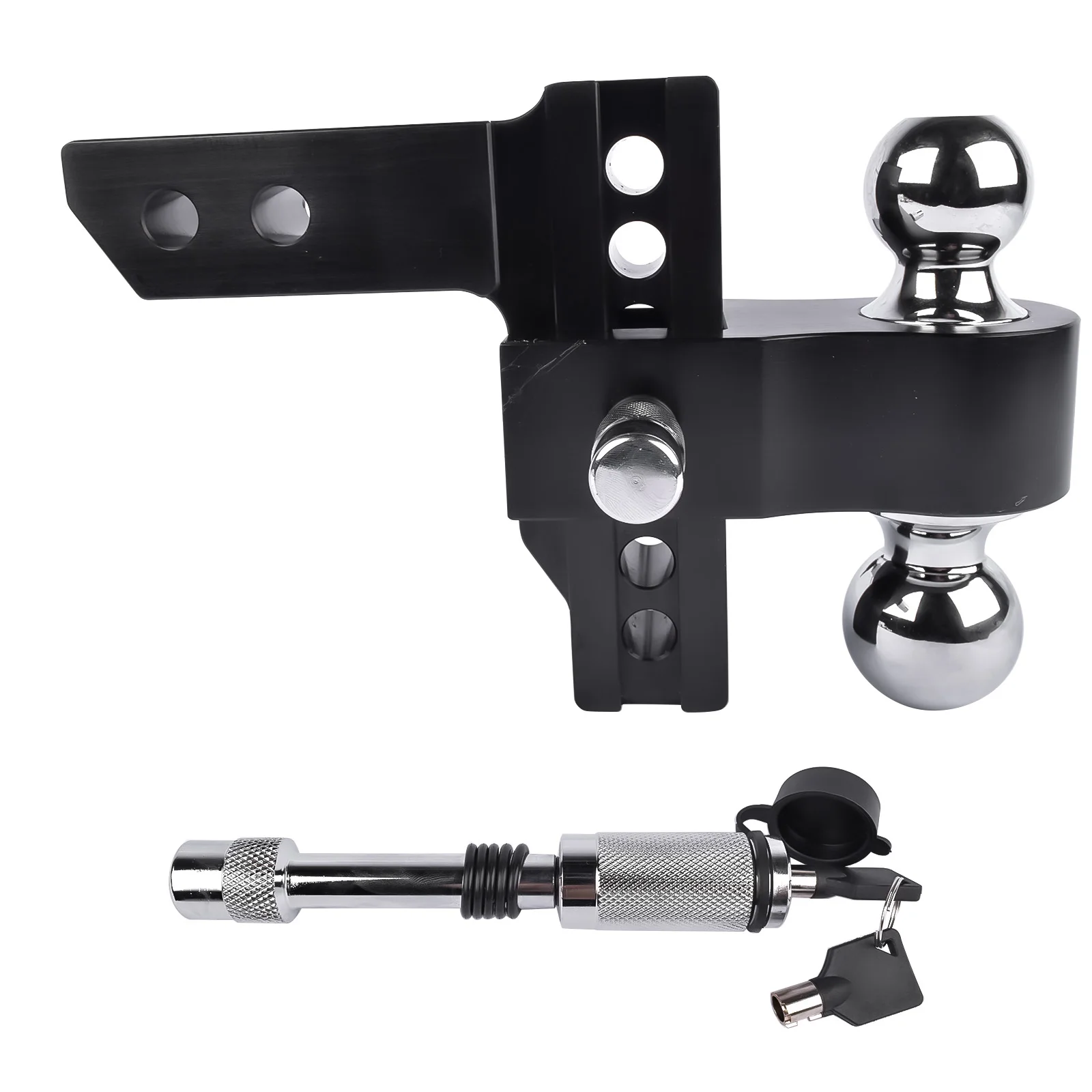 

AP03 Black Trailer Hitch Fits 2-Inch Receiver, 6-Inch Drop/Rise Drop Hitch 12,500 LBS GTW Tow Hitch, 2" and 2-5/16" Hitch Balls