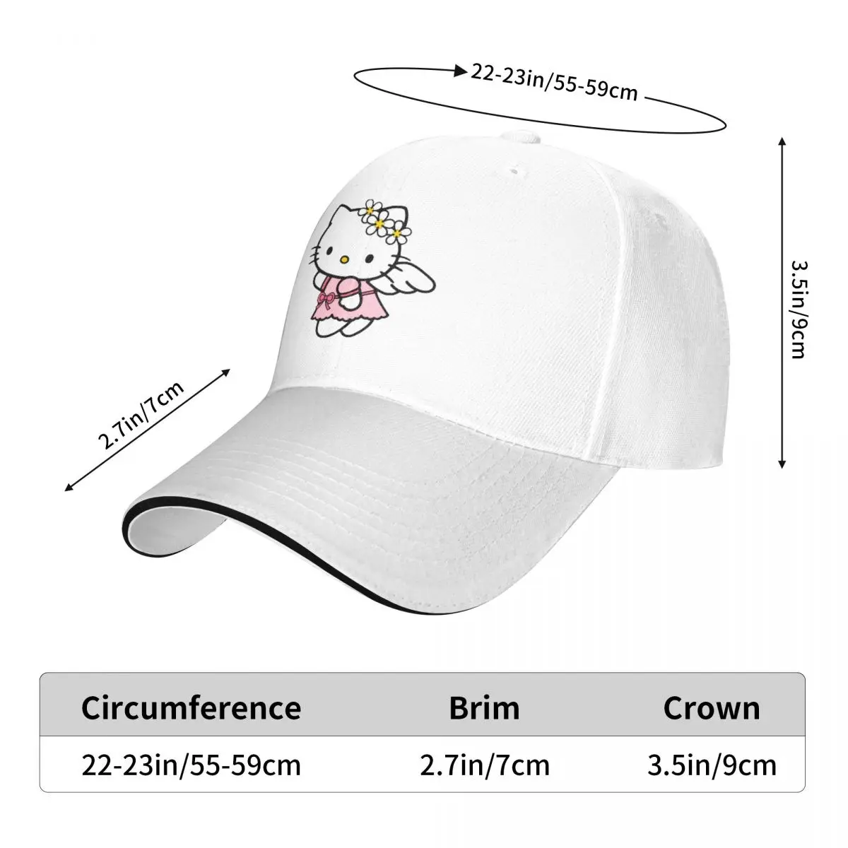 Śliczny anioł Hello Kitty czapki z daszkiem wysokiej jakości solidna czapka mężczyźni kobiety czapka typu snapback w stylu hip-hop