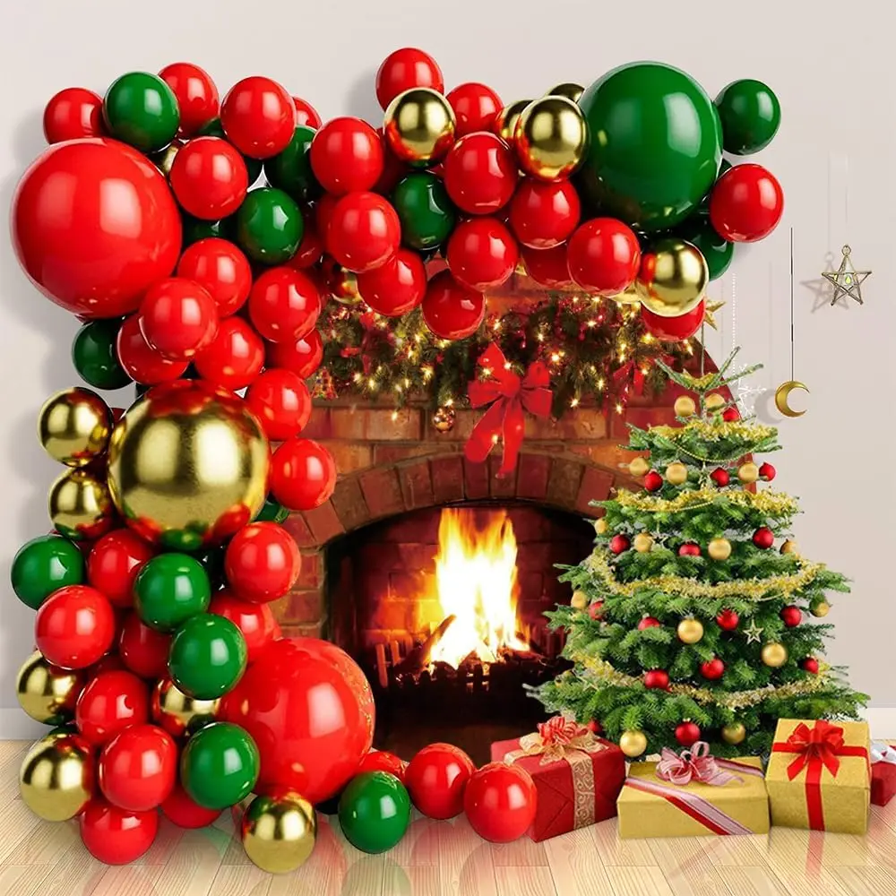 Christmas Round Backdrop Cover Christmas Fireplace Photography New Year\'s Eve Family Party Decor Circular Background Studio Prop