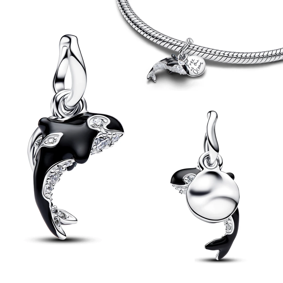 New 925 Silver USA Flag Orca Fish Butterfly Clover Charms Beads Floral Textured Stone Inlay Pendent Fit Bracelet Fine Jewelry view 6
