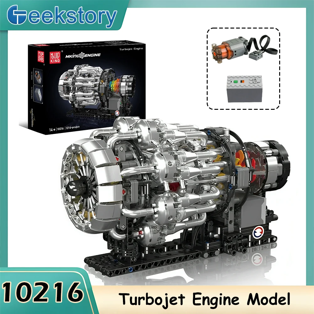 

MOLD KING 10216, комплект строительных блоков турбореактивного двигателя, механический авиационный двигатель самолета, механическая модель STEM, образовательный подарок