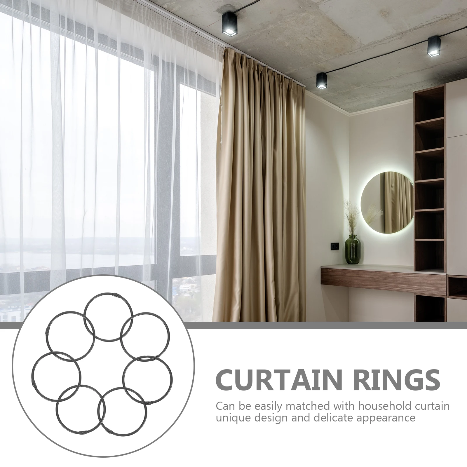 

30 Pcs Shower Rings for Curtain Hook Black Metal Coat Hanger Hooks Drape Wrought Iron