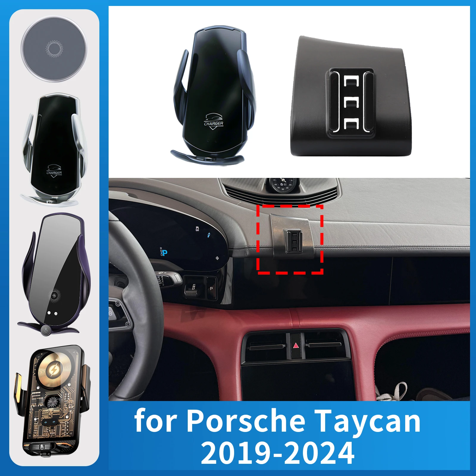 

Car Phone Holder Charging Fit for Porsche Taycan 2019-2024 Screen Navigation GPS Bracket Base Accessories