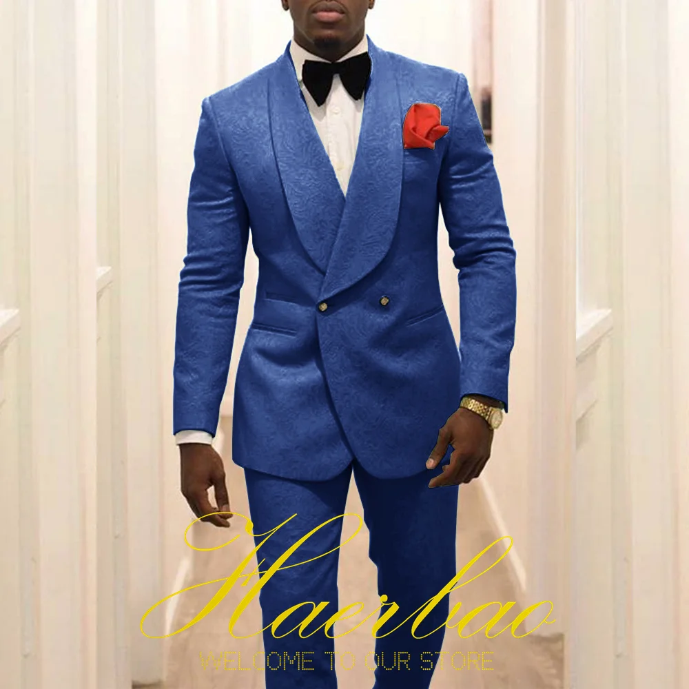 

Royal Blue Suit for Men Wedding Tuxedo Two-Piece Double Breasted Jacket Pattern Design Male Suits Custom