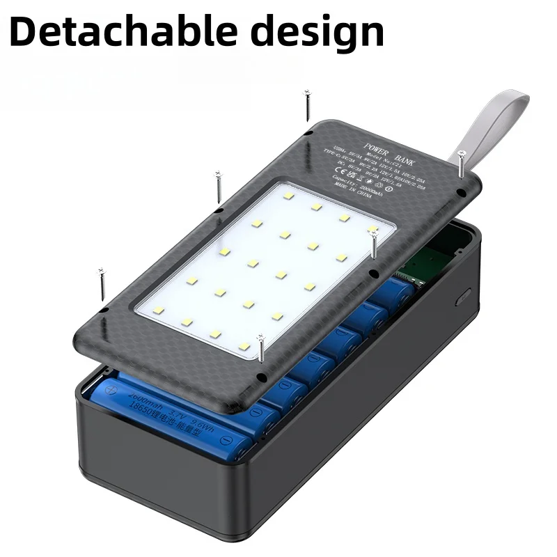 DC Port Output 21 X 18650 Battery Quick Charge PD USB 22.5W Storage Powerbank Box With Light Digital Display Screen Detachable