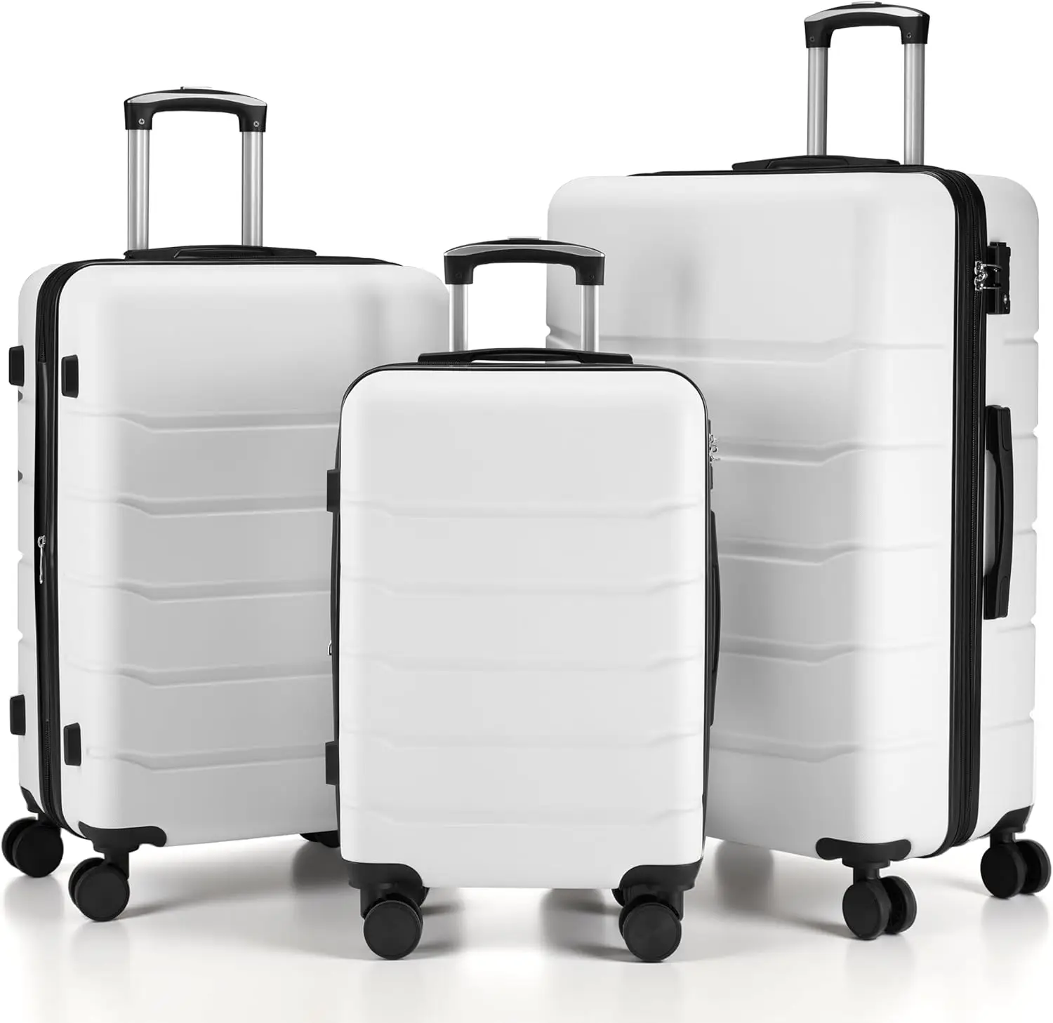 

Hardside Carry-On Luggage, Expandable Spinner Suitcase Set with TSA Lock, Lightweight White (20/24/28)