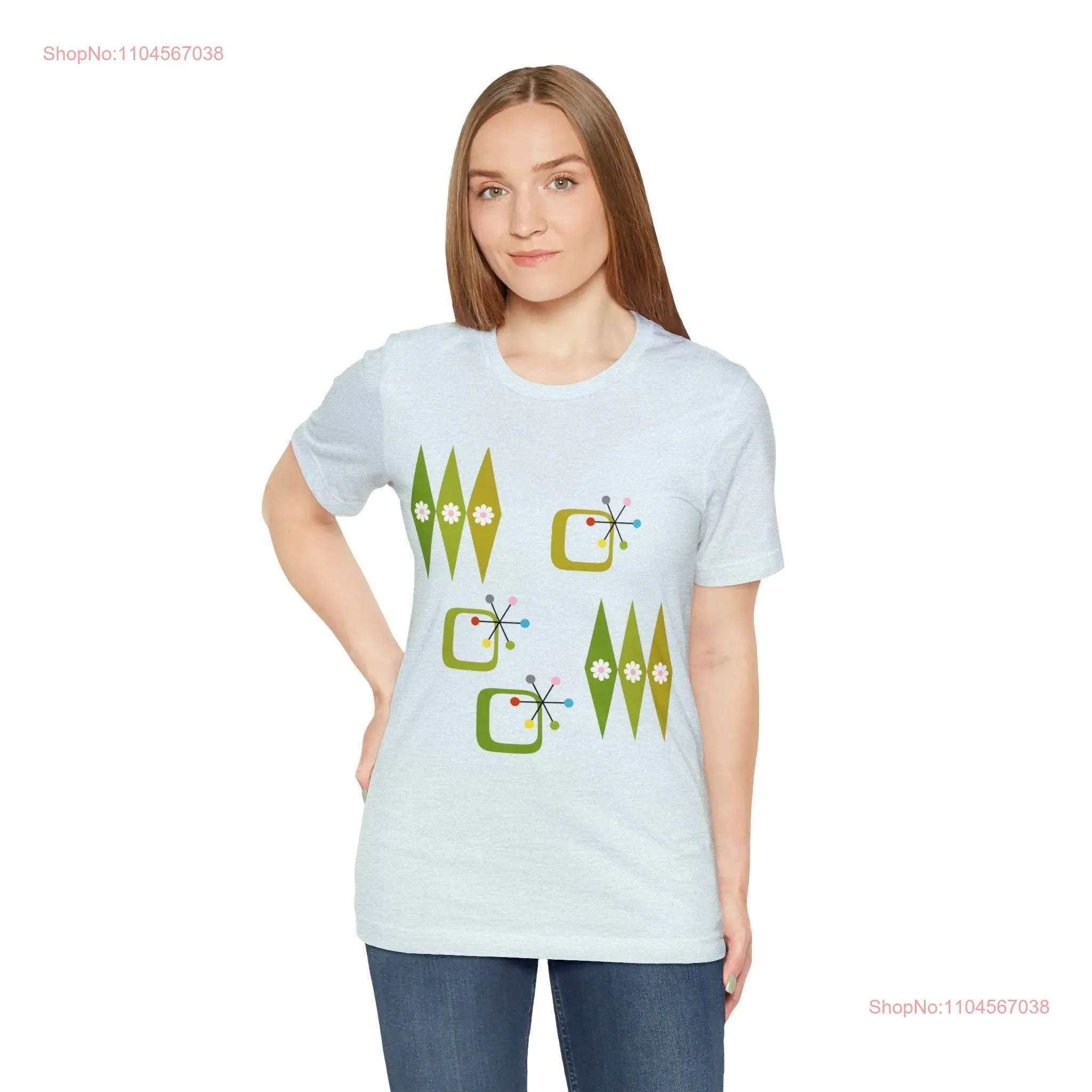 Camiseta moderna de mediados de siglo, cumpleaños para ella, camiseta Atomic StarbursT, ropa de estilo años 50, manga larga o corta