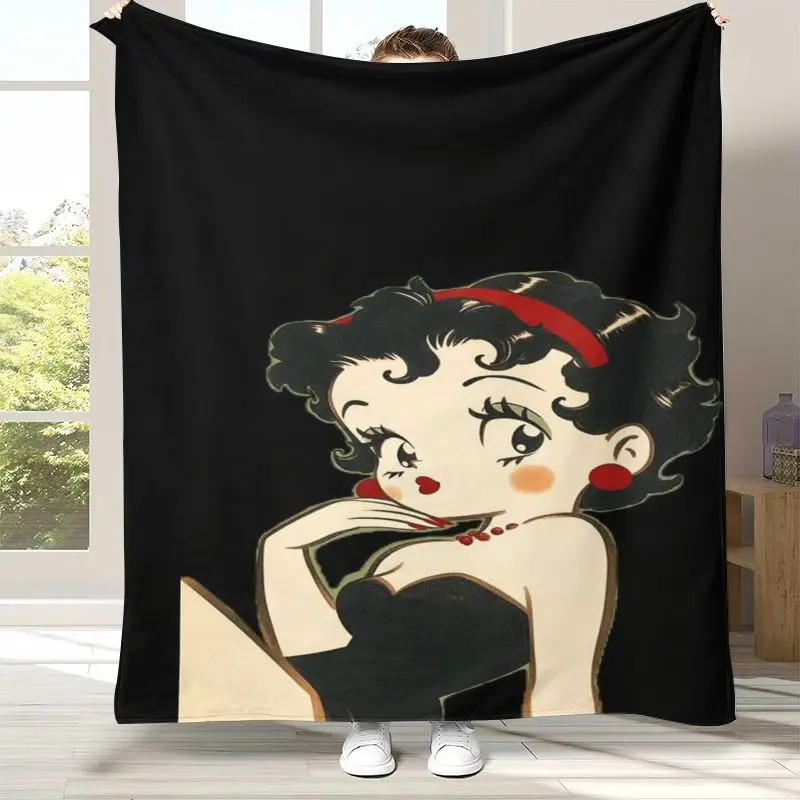 Cute B-Betty Girl B-Boop Cartoon Soft Flannel Throw Blanket,Cozy Blanket for Bed,Sofa,Living Room,Picnic,Camping,Home Decor,Gift