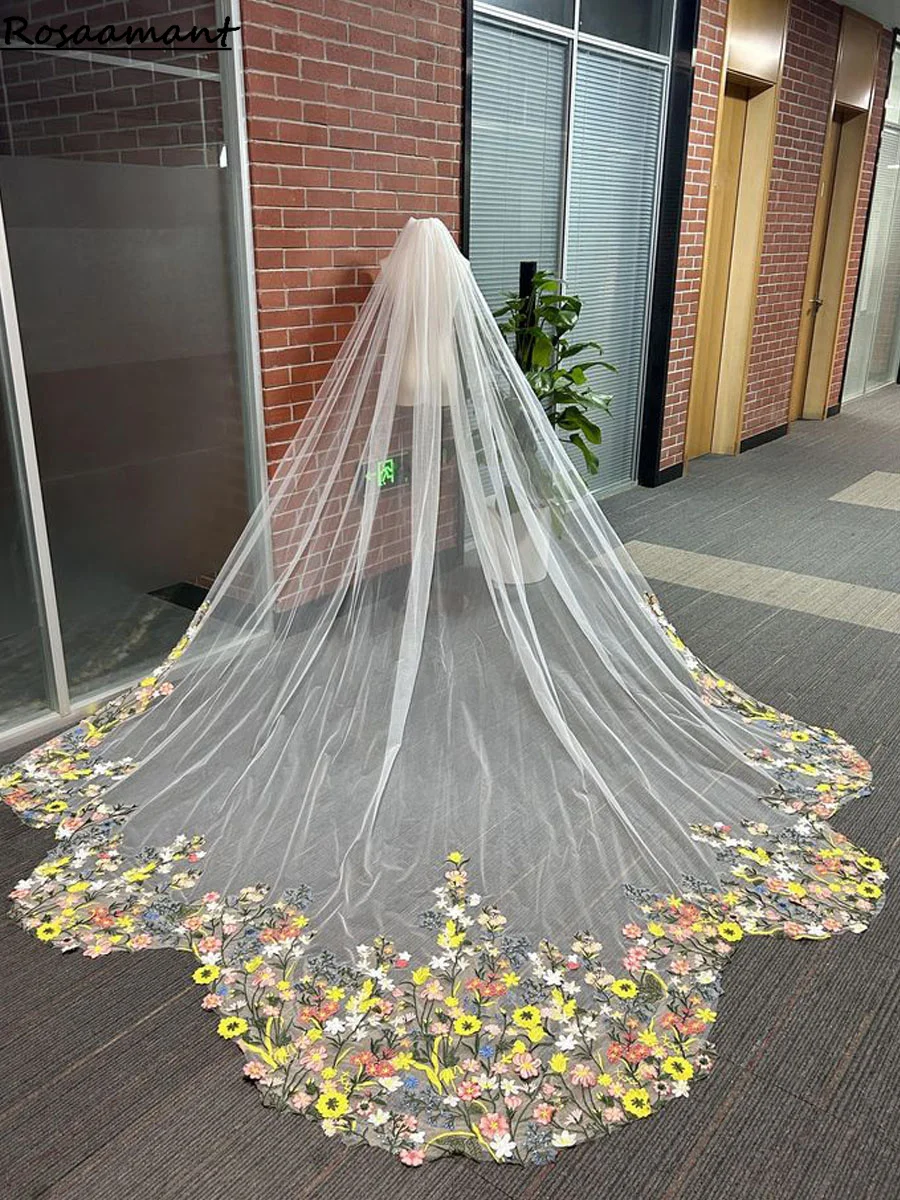 Flower Veil Long Floral Wedding Veils