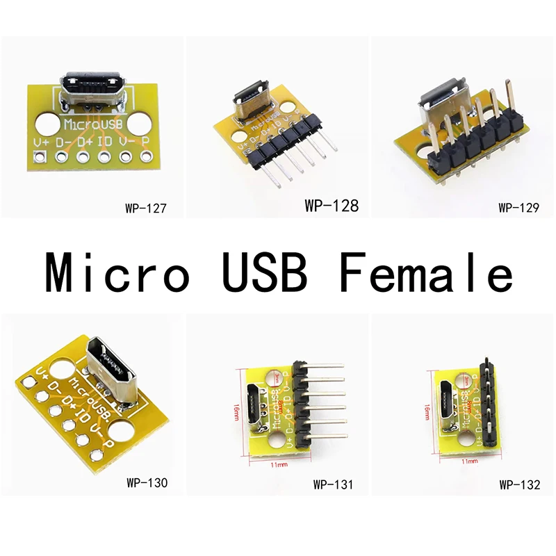 1PCS Micro USB Female Base PCB Welding Adapter Board Welding Socket Female Head Test Universal Board Adapter Converter