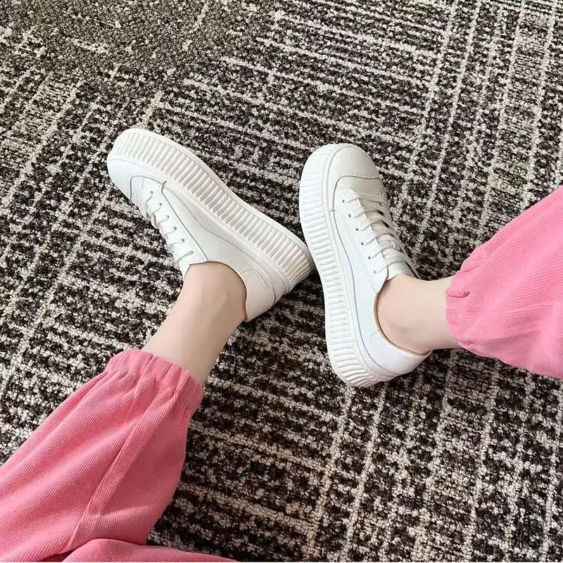 

Trend Spring Autumn Canvas White Women Casual Platform Shoes Luxury Thick Sole Heightening Fashion Woman Vulcanized Sneakers New