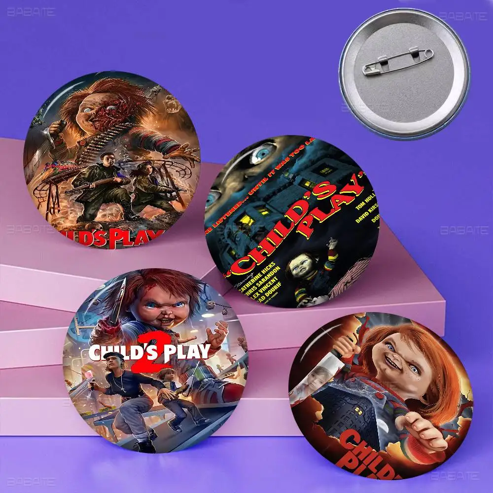 Children Play Chucky Slasher 1988 58mm Cute Series Pins Funny Badge Interesting Cartoon Animals Brooches Backpack Gift