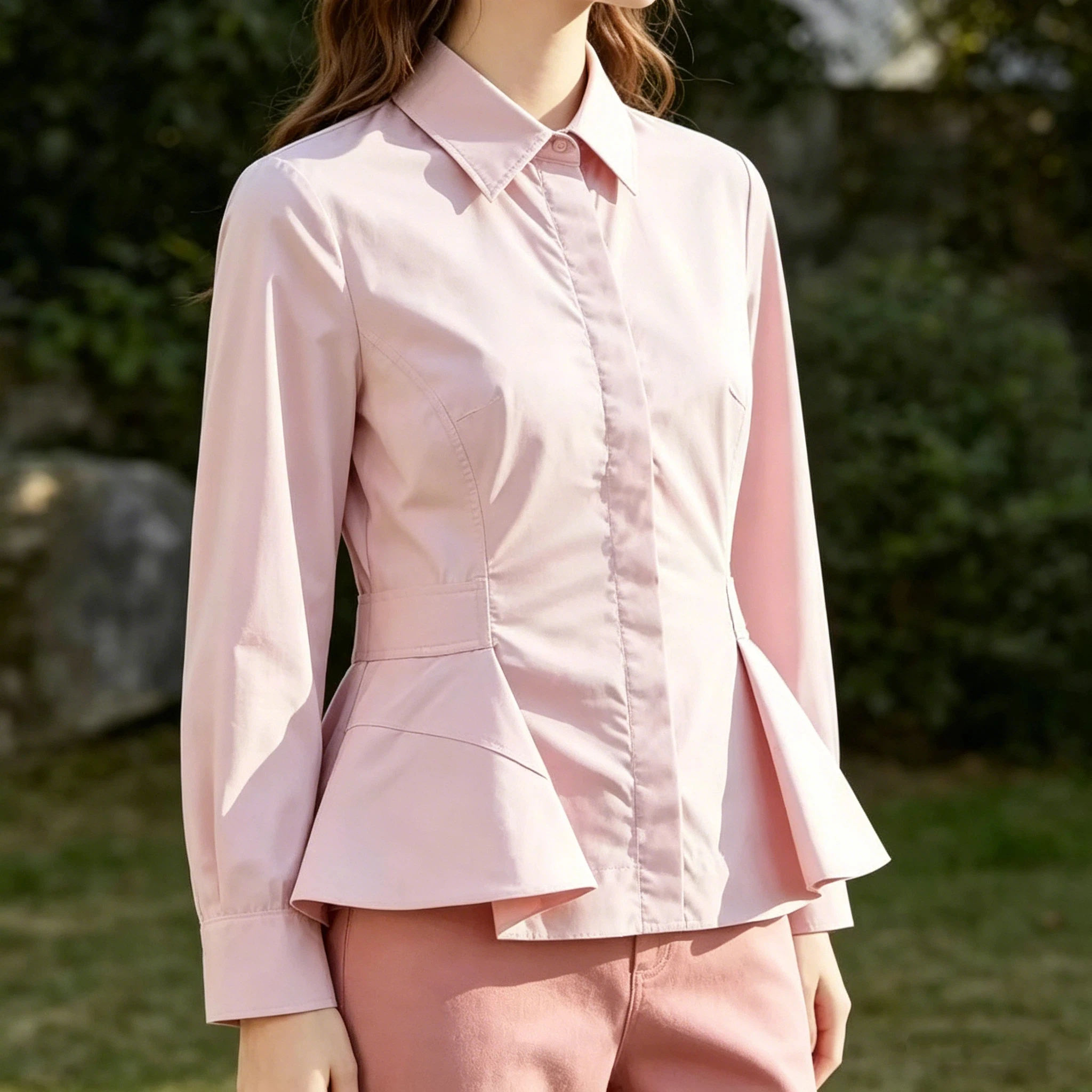 

Spring New Trendy Style Women Long Sleeve Shirts Lapel Casual Skirt Hem Blouse Streetwear Office Elegant Top for Woman