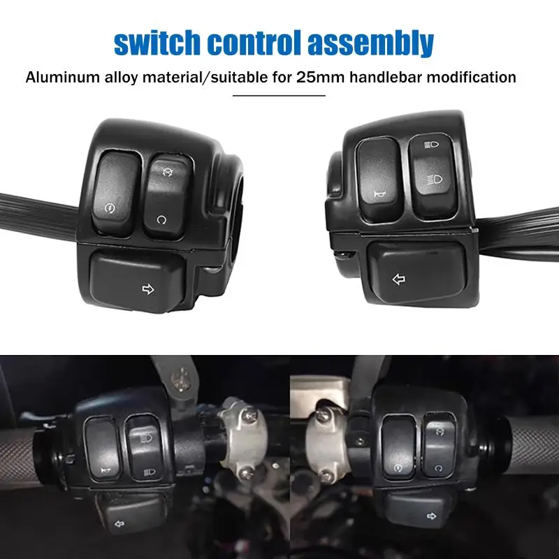 

Новые 1/2 шт. 25-мм переключатели управления на руль мотоцикла: кнопки запуска, остановки, поворотов с проводкой для 50cc, 90cc, 110cc