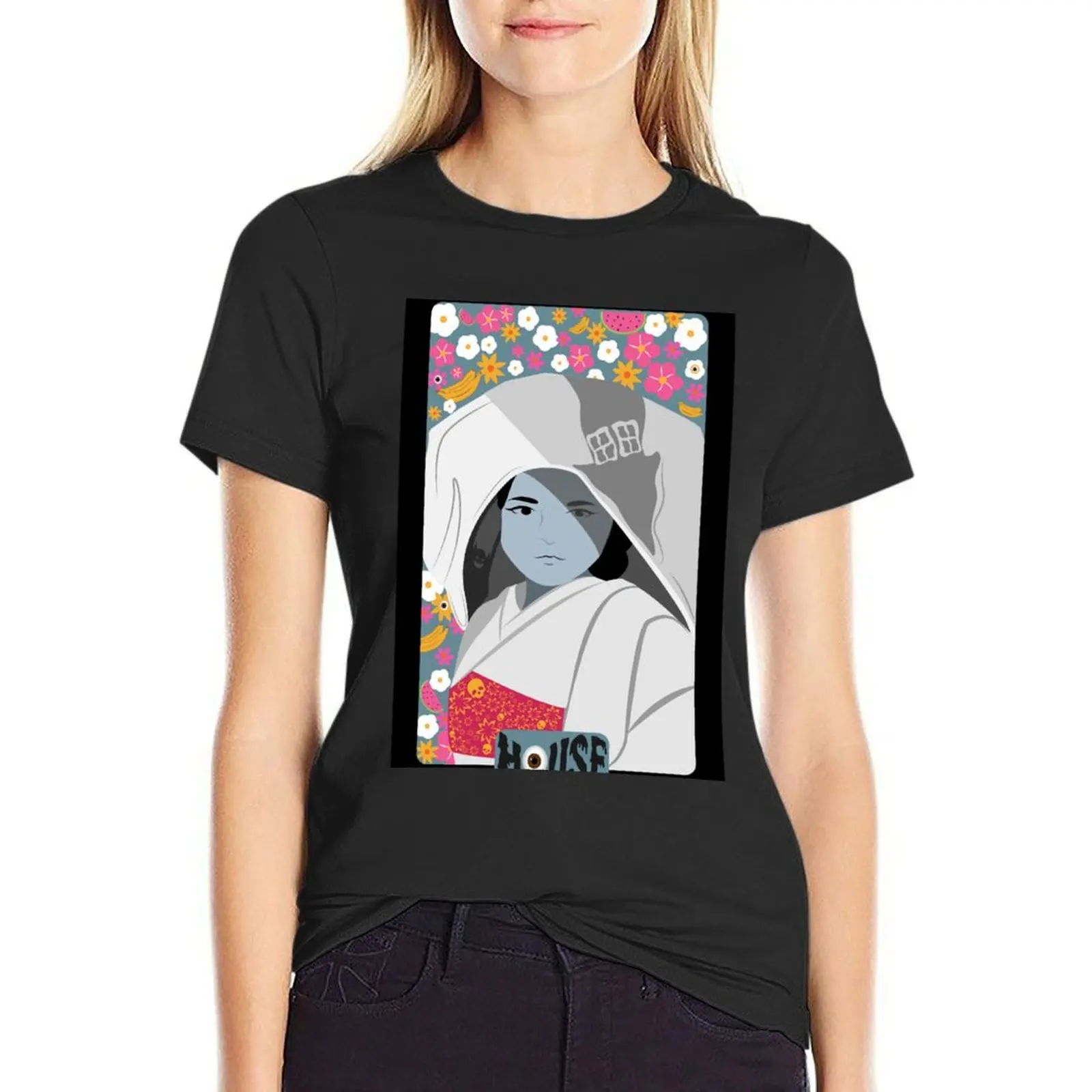 Hausu (House) Fan Art T-Shirt lady clothes blacks quick drying new edition black t-shirts for Women