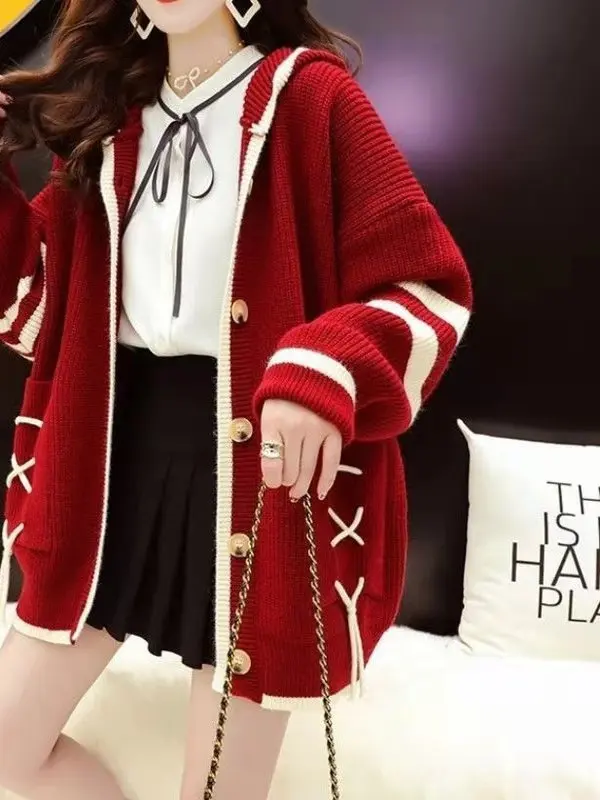 

Laid-ba Sle Women's Open Cardigan Sweater Loose Design Trendy Knitted Outerwear Autumn 2025 New Faion Commute Polyester...