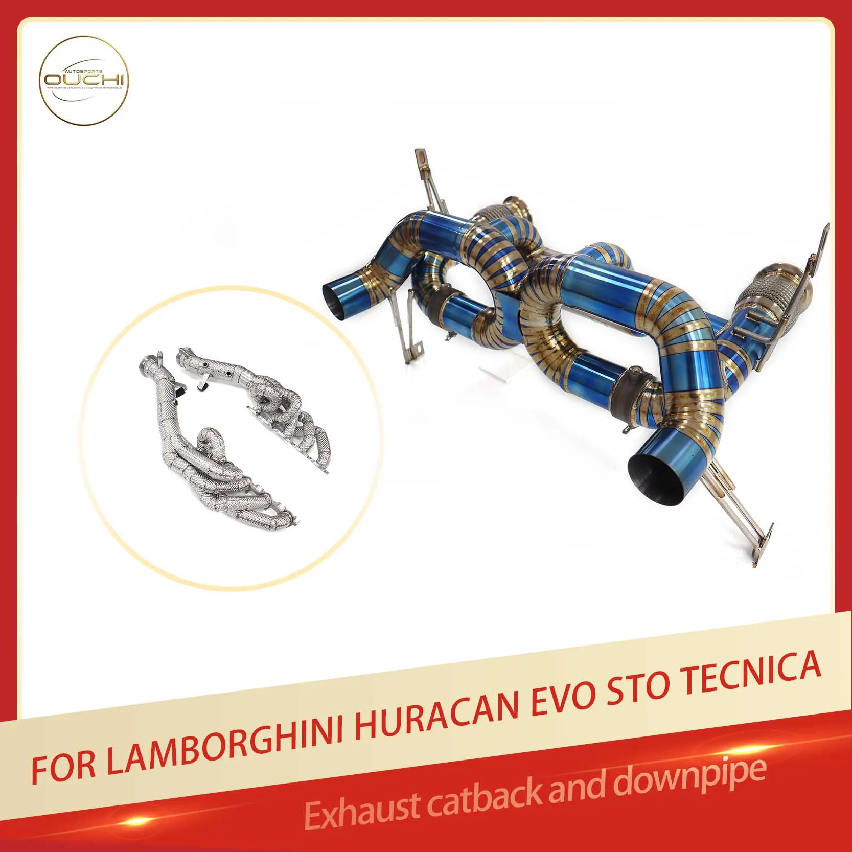 

OUCHI Hot Sales for Lamborghini Huracan EVO STO Tecnica SS304 Headers With Heat Shield Exhaust TC4 Catback Lightweight Design