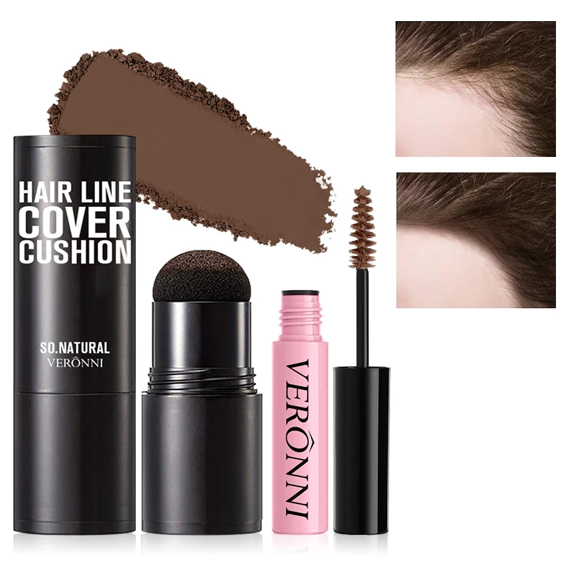 Vara instantânea de linha fina, 2 peças, cobertura rápida, corretivo de raiz de cabelo, linhas de sobrancelha e barba e longa duração, resistente ao vento e ao suor