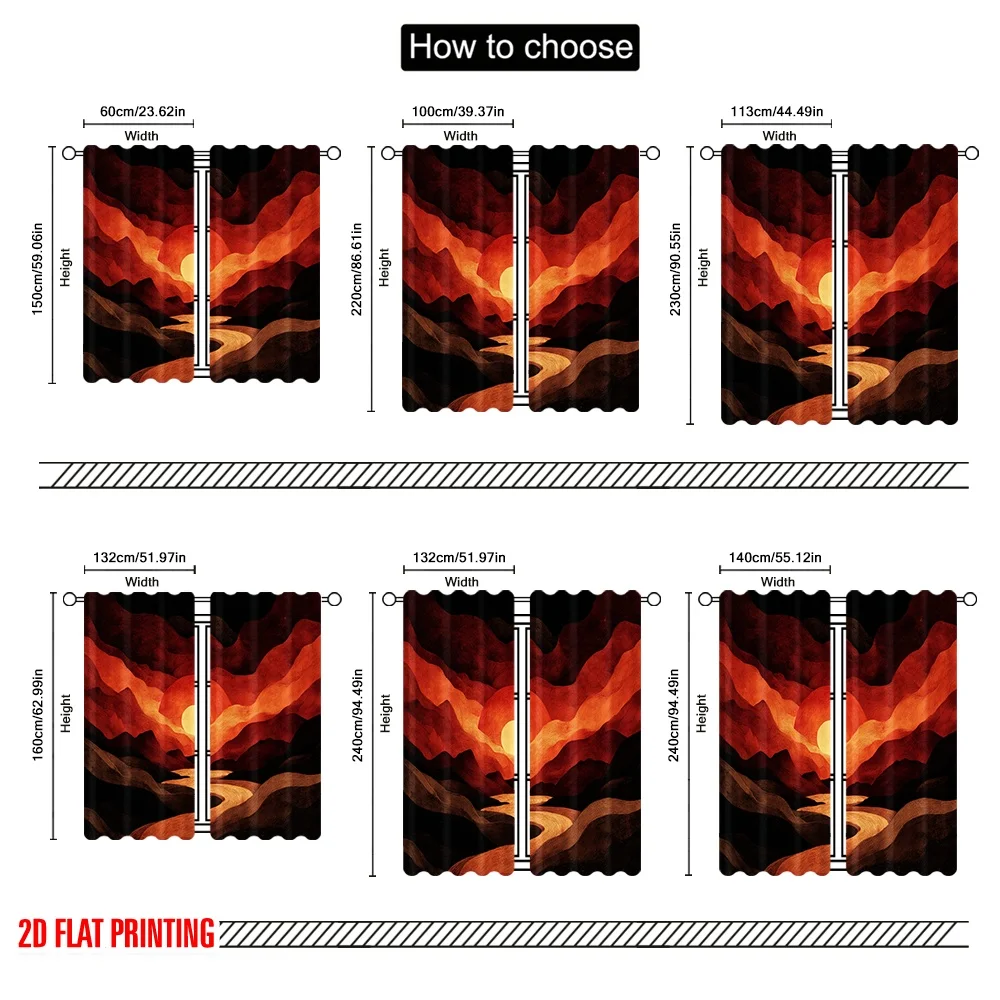 Deep red sunset canyon landscape Print Drapes Room Darkening Window Curtains for Home Decor,Rod Pocket Blackout Curtains Bedroom