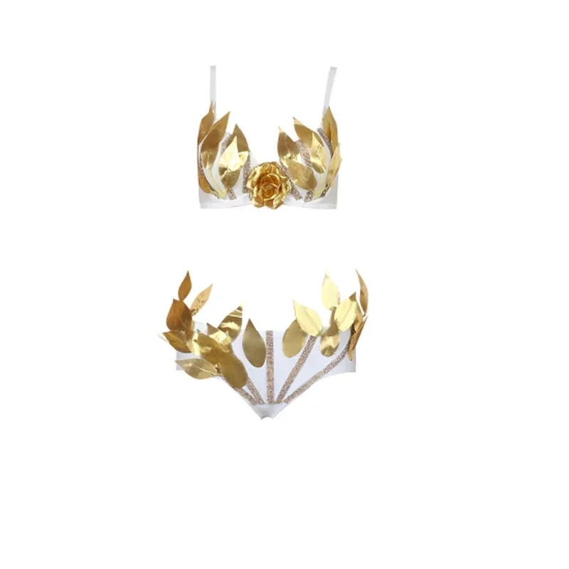 ملهى ليلي المرأة الرائدة راقصة ازياء بار DJ المغني أداء وتتسابق نموذج عرض المنصة مثير الذهب الجناح بيكيني المرحلة ترتدي