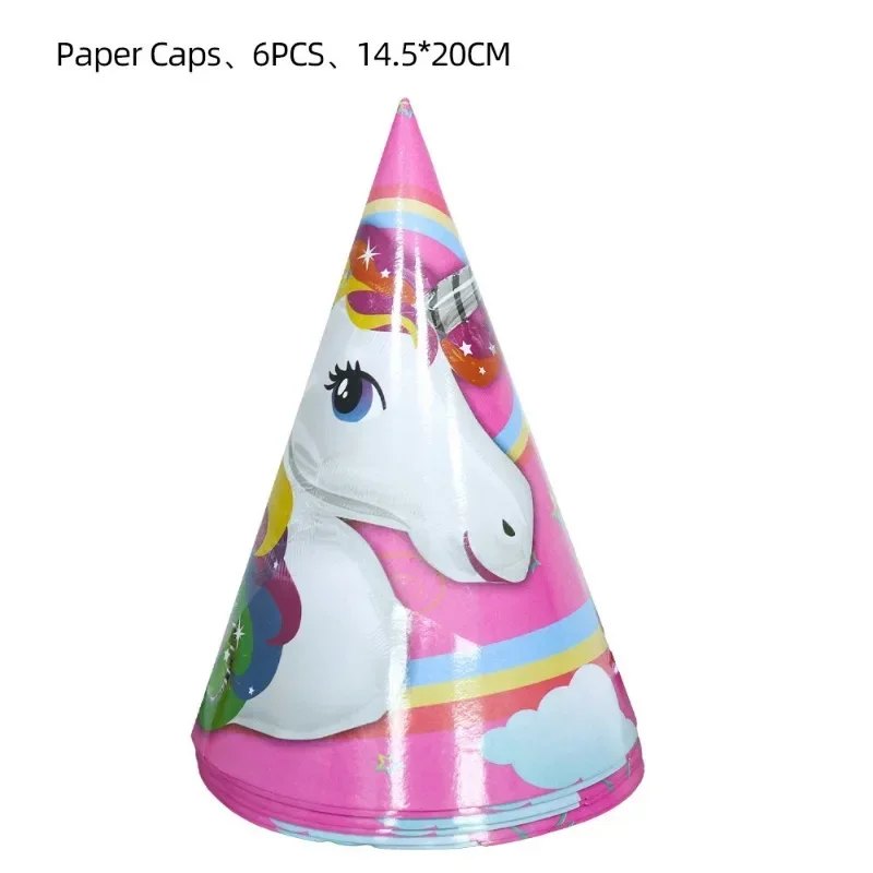 Disney Pink Unicorn Theme Children\'s Birthday Party Balloon Flag Paper Napkins Table Cloth Decorative Supplies