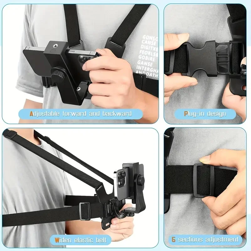 Chest Strap Rotate Phone Mount for iphone Smart Phone Belt Body Harness Holder for Gopro Hero 12 11 10 9 8 Insta360 Dji Camera