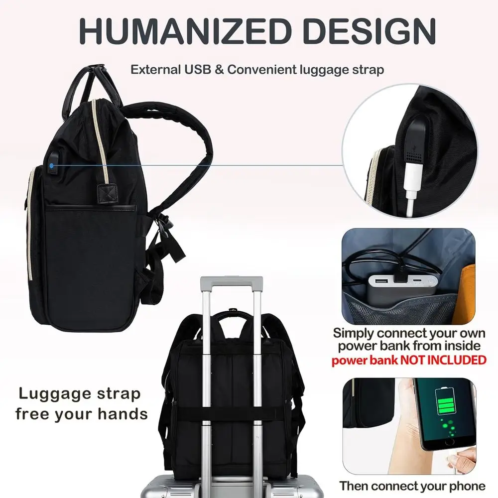 17 Sac à dos élégant et étanche pour ordinateur portable avec port USB pour un usage universitaire et décontracté