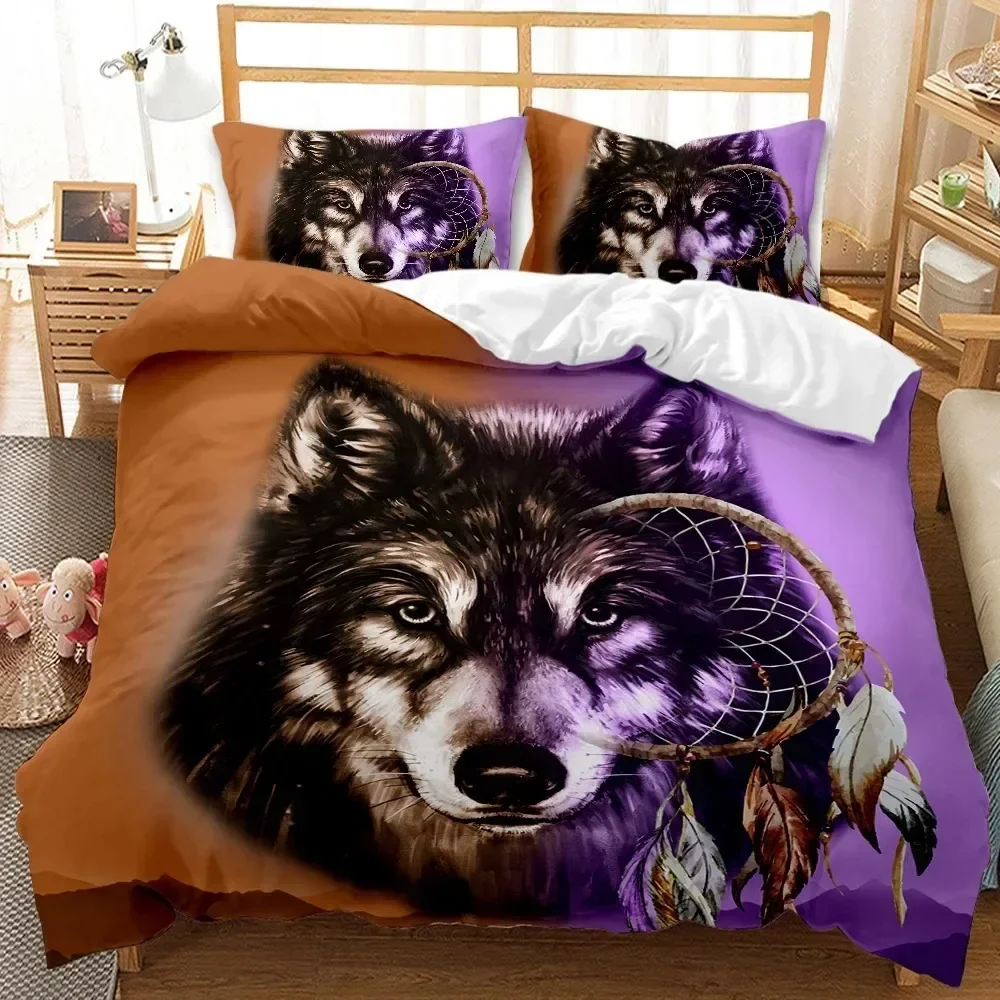 3D Printed Wolf Bedding Set Wild Snow Wolf Animal Duvet Cover Double Twin Full Queen King Adult Kids Bedclothes Quilt Cover