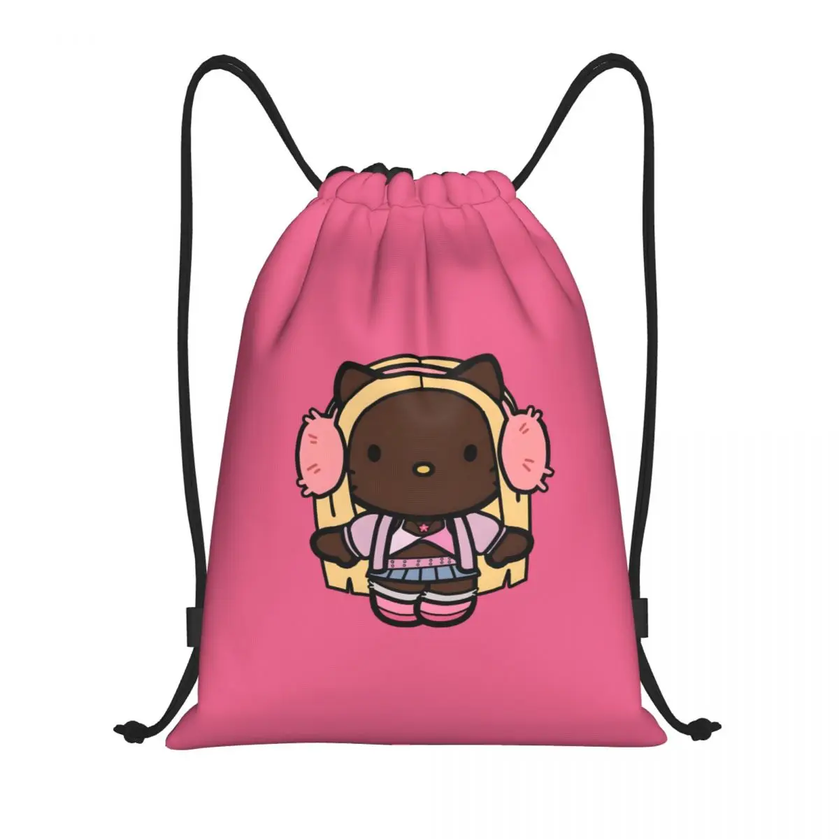 

Custom Hello Kitty Drawstring Backpack Women Men Sport Gym Sackpack Portable Cartoon Character Shopping Bag Sack
