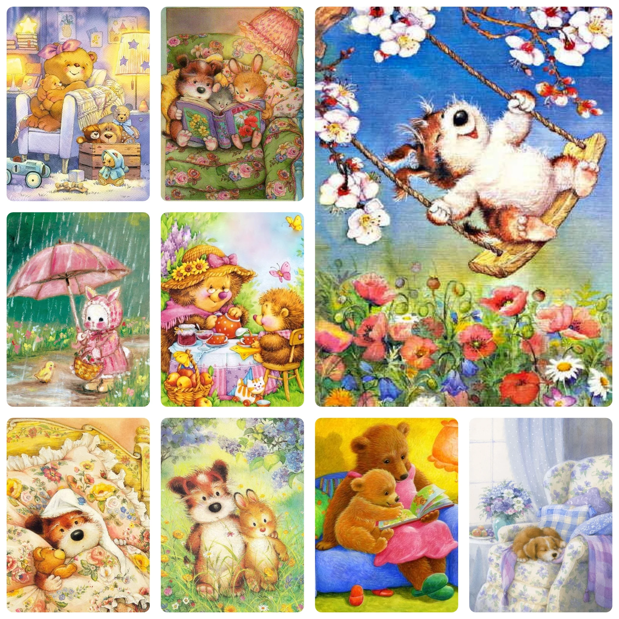 DIY Vintage Animal Diamond Painting, Sweet Cozy Retro Fairy Tale Creature Scenes For Living Room Wall Decoration Exquisite Gift
