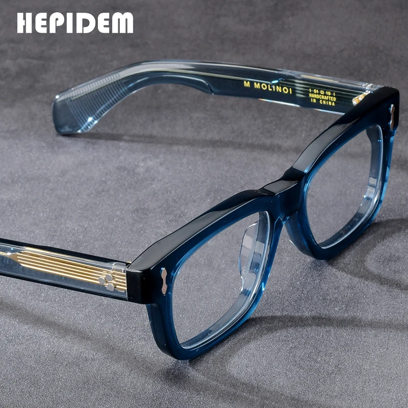 HEPIDEM Acetate Eyeglasses Frame Men Johnny Depp Square Retro Handmade Japanese Spectacles Glasses Vintage Eyewear HIRINI