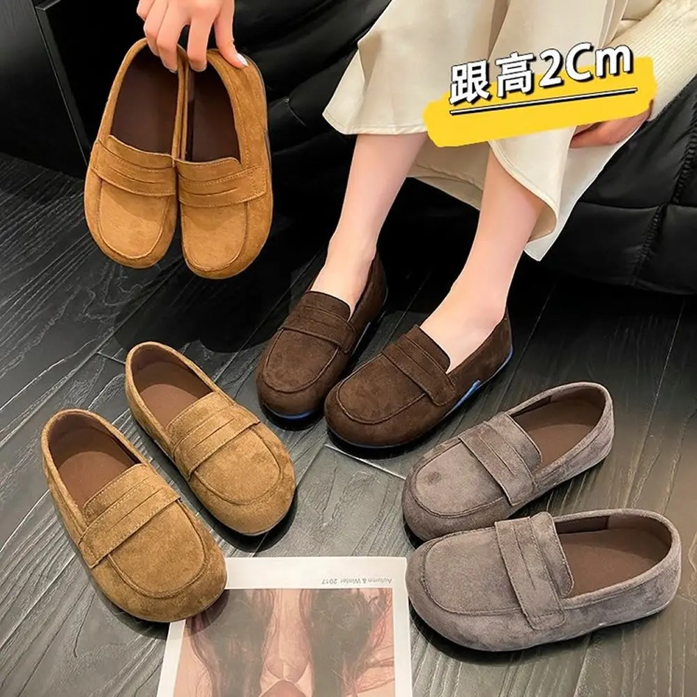 

Брендовый дизайн, мокасины с большим круглым носком, женские осенние замшевые топсайдеры без шнуровки на мягкой подошве, женские повседневные удобные лоферы на плоской подошве для вождения