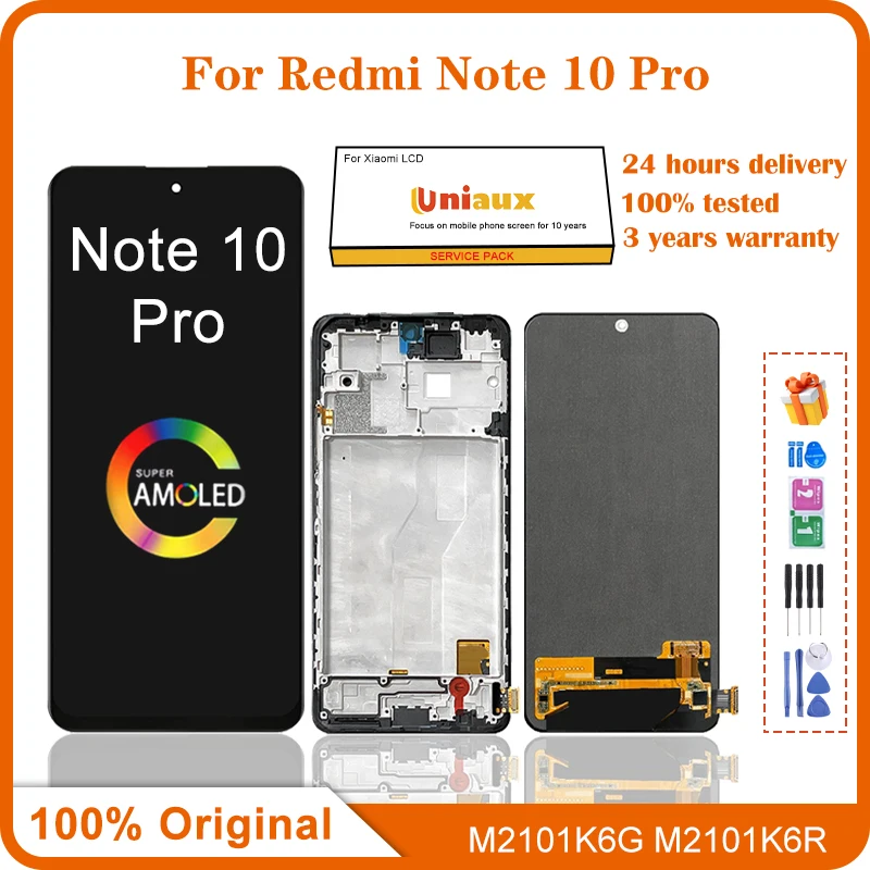 

ЖК-дисплей 6,67 "для Xiaomi Redmi Note 10 Pro, сенсорный экран для Redmi Note10Pro, M2101K6G, сменный ЖК-дисплей с рамкой, оригинал