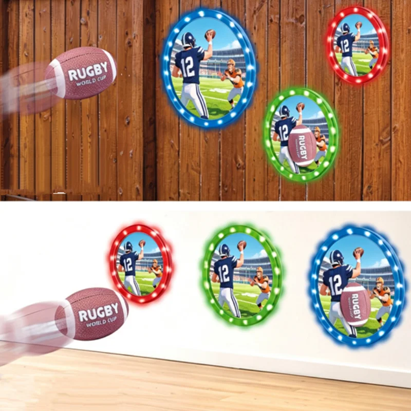Rugby Ball Luminous Sticky Target Throwing Kids Sports Board Toy Indoor Outdoor Parent Child Interactive Games American Football